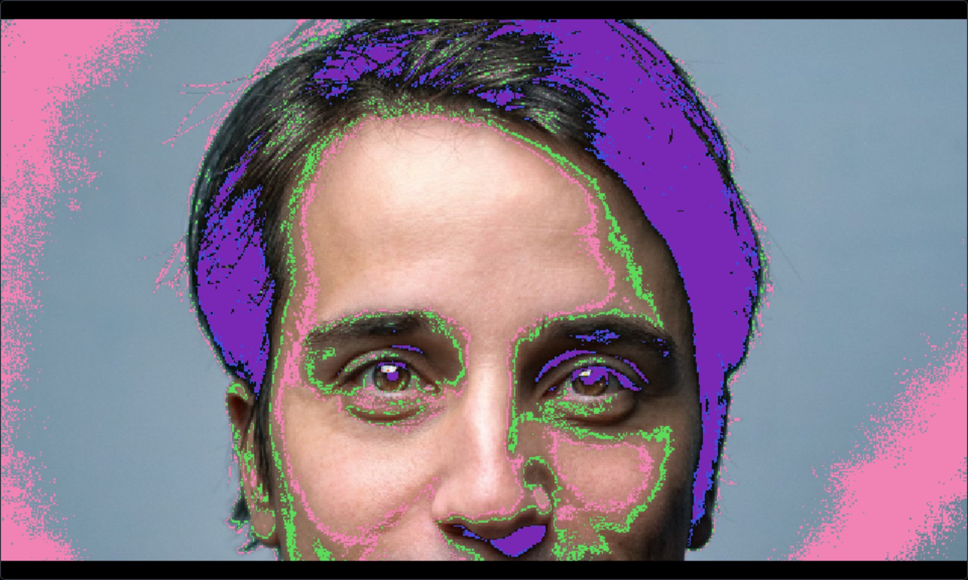 False color exposure map on a portrait