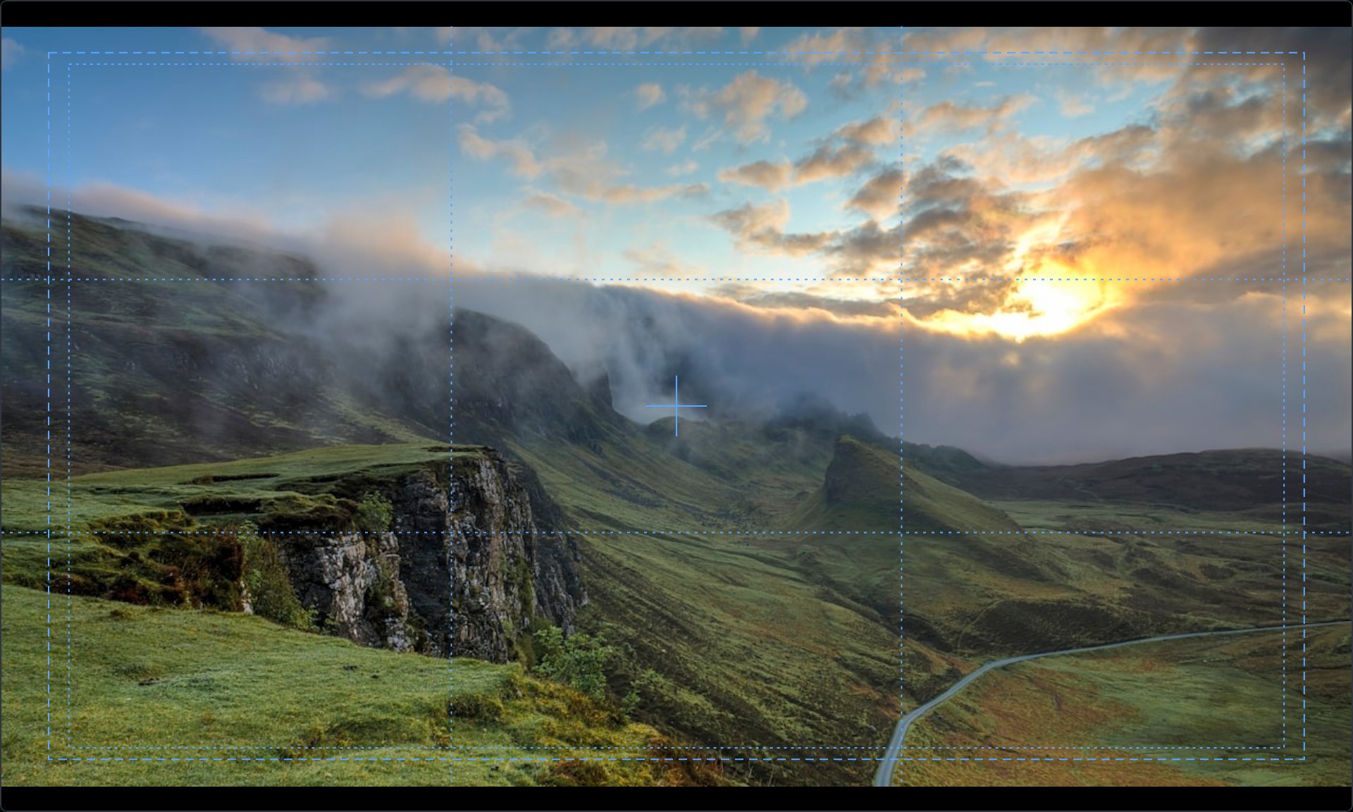 Frame guides over a landscape