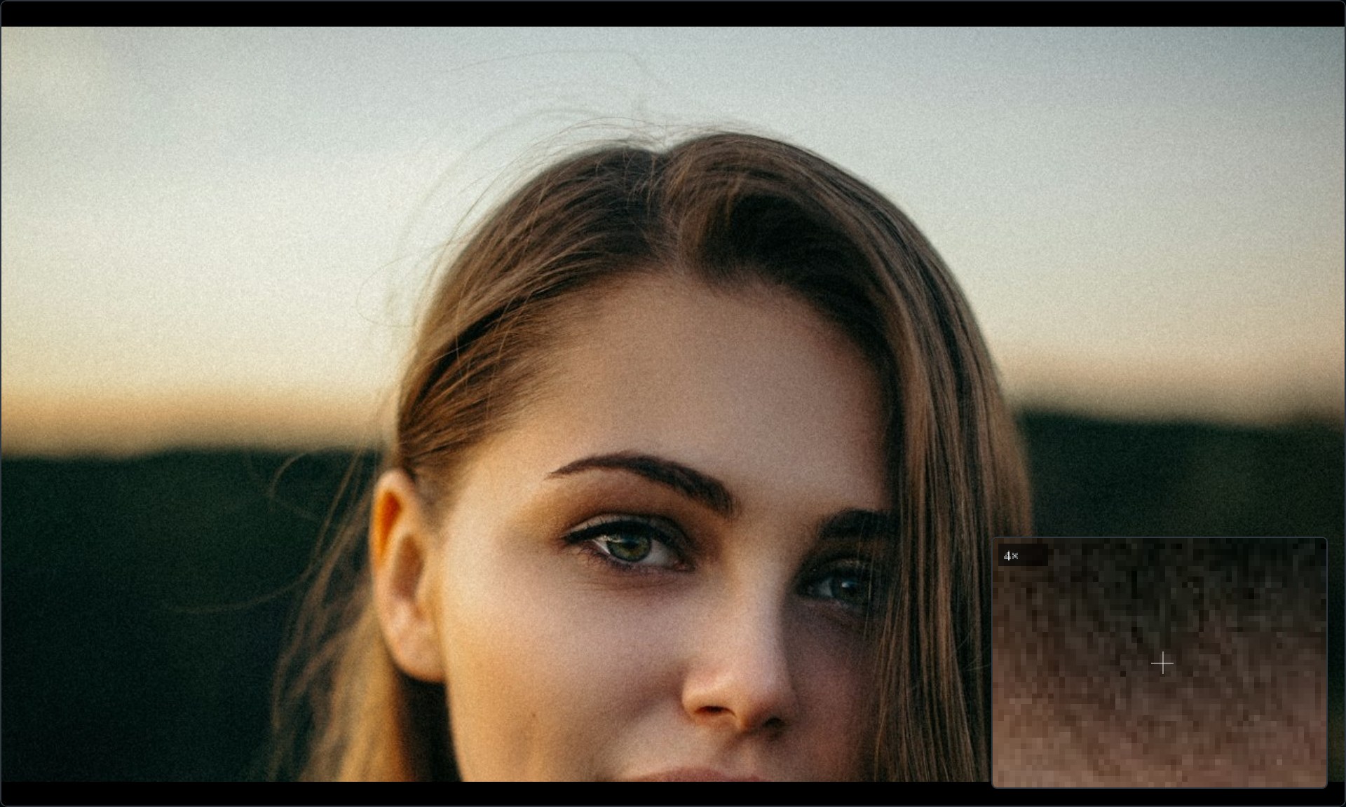 Loupe magnifier on a portrait